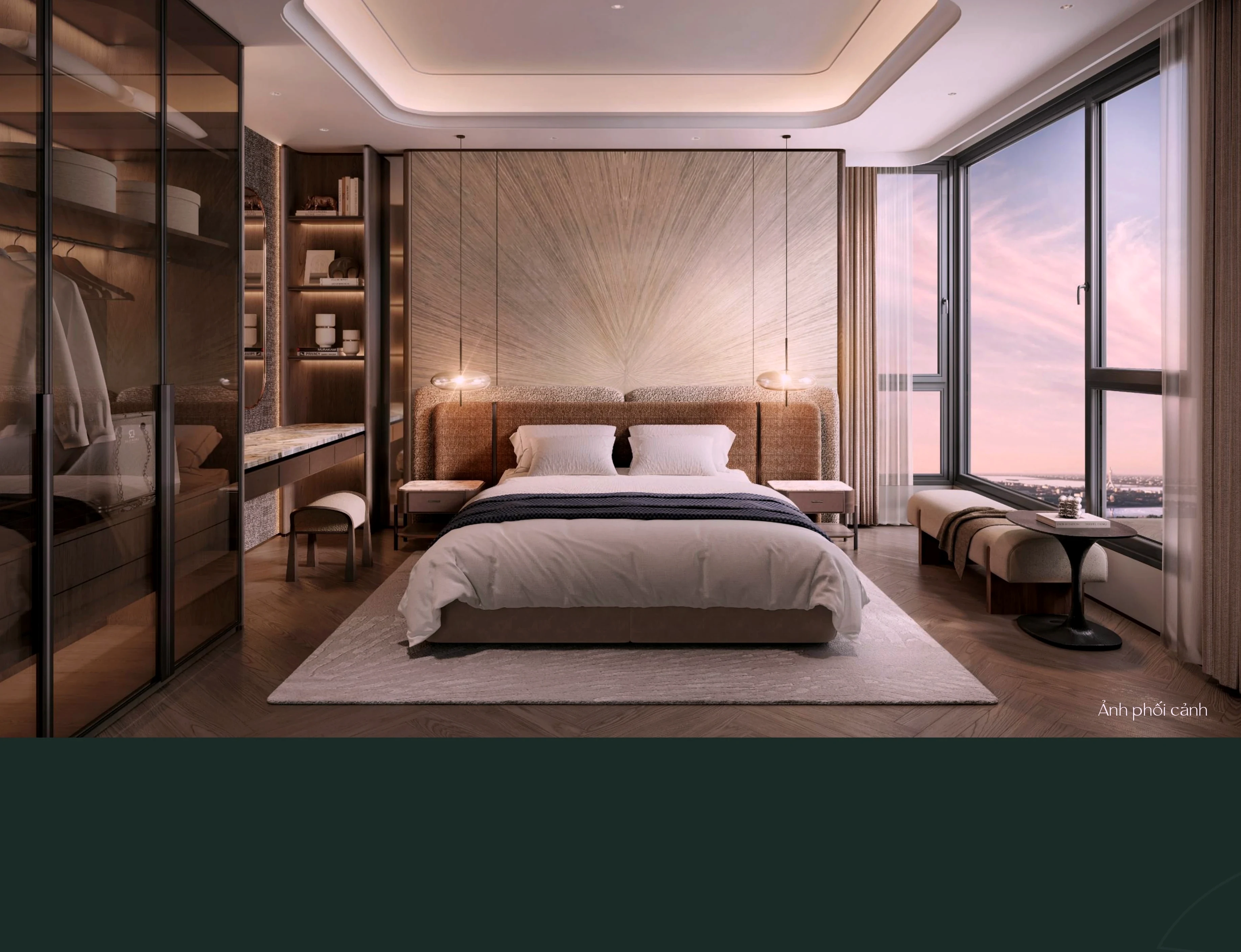 Phòng ngủ master bàn giao tham khảo tại Masteri Cao Xà Lá